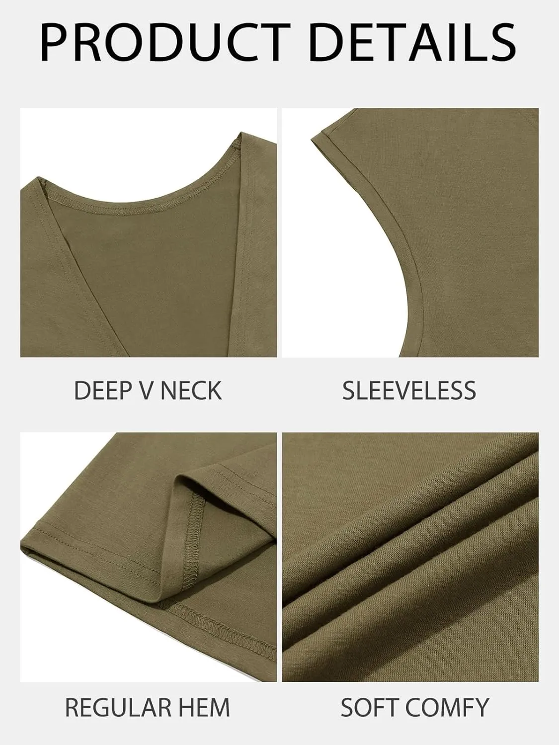 PASLTER Mens Tank Tops Sleeveless T Shirts Deep V Neck Loose Casual Summer Beach Basic Tank Shirts