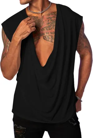 PASLTER Mens Tank Tops Sleeveless T Shirts Deep V Neck Loose Casual Summer Beach Basic Tank Shirts