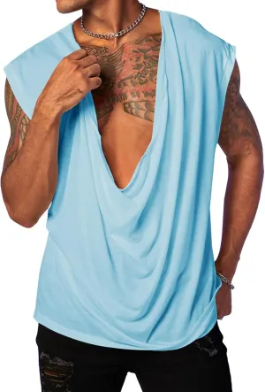 PASLTER Mens Tank Tops Sleeveless T Shirts Deep V Neck Loose Casual Summer Beach Basic Tank Shirts