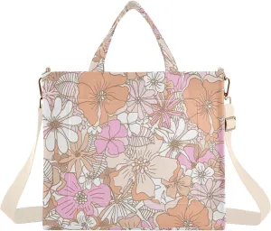 Pastel Retro Floral Womens Totes and Handbags Large Crossbody Bag Aesthetic Purse Large Bag Satchels Size M