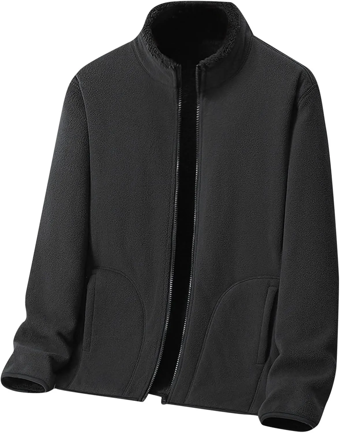 peqiut Mens Jacket Fashion Heat Sweater Solid Color Fleece Hiking Mens Winter Jackets Windbreaker Coats with Pockets Comfort