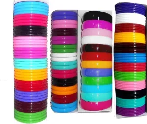 Plastic Bangles 12, 24, 48 and 72 Piece Multicolor Set - Combo of 4 Boxes (3mm, 5mm, 10mm, 20mm) - 2.10