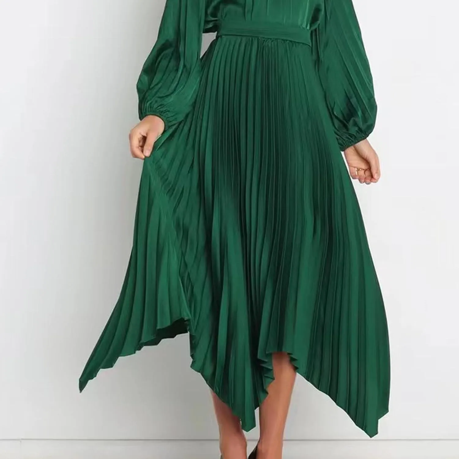 Pleated Skirts Women High Waisted Flowy Skirts Dressy Casual Skirts High Low Summer Skirt Asymmetrical Midi Skirts