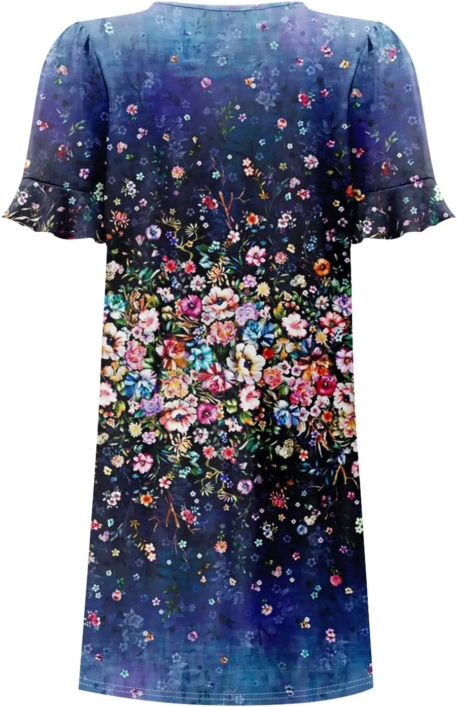 Plus Size Easter Dresses for Curvy Women Summer Casual Shift Ruffle V Neck Short Sleeve Beach Dress with Pockets