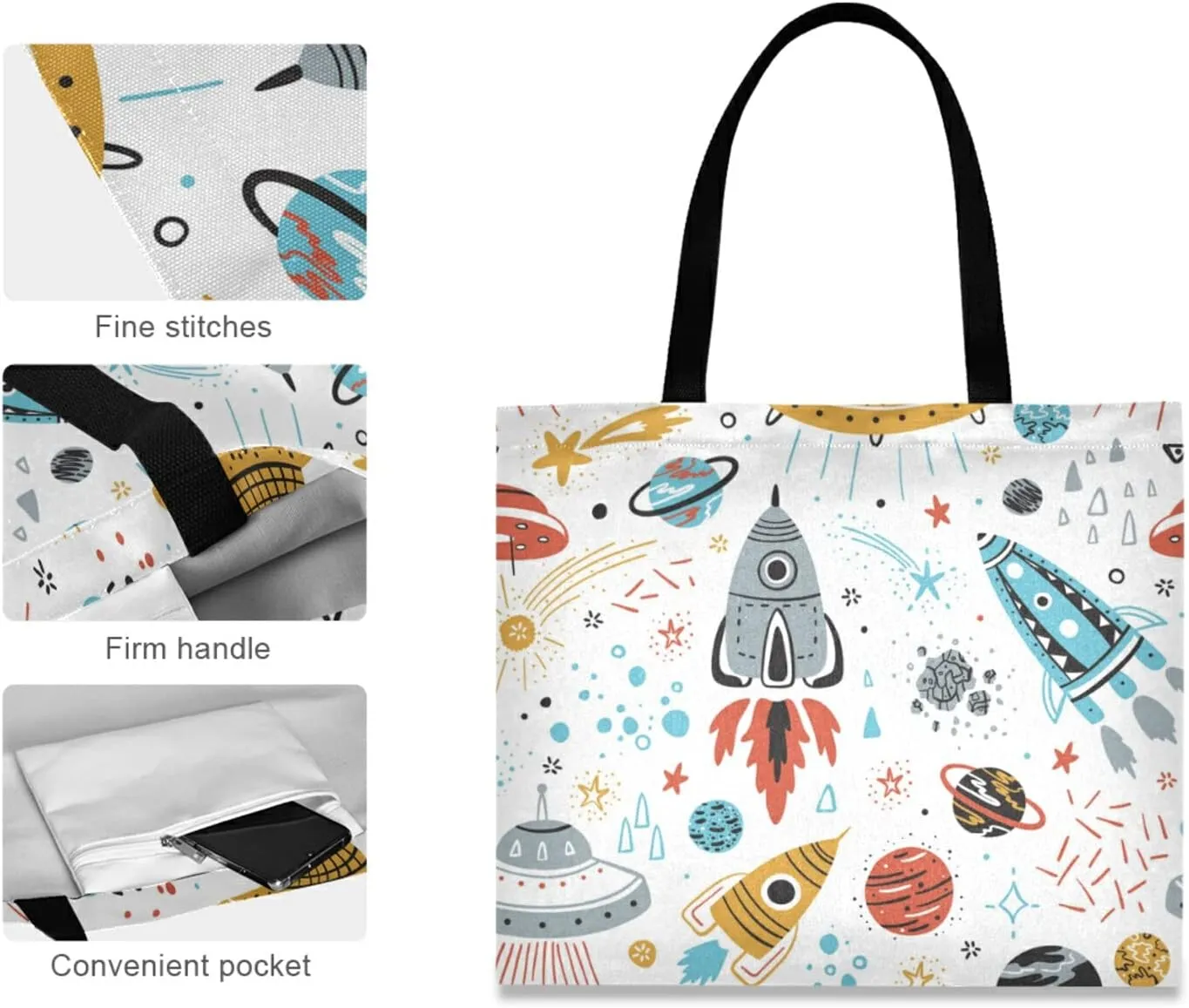 Poeticcity Women Grocery Tote Bag, Canvas Shoulder Bags, Women Handbag for Outdoors