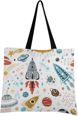 Poeticcity Women Grocery Tote Bag, Canvas Shoulder Bags, Women Handbag for Outdoors