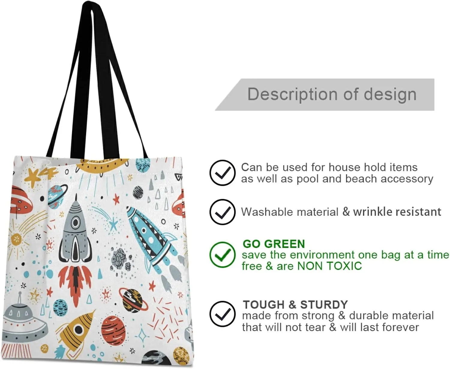 Poeticcity Women Grocery Tote Bag, Canvas Shoulder Bags, Women Handbag for Outdoors
