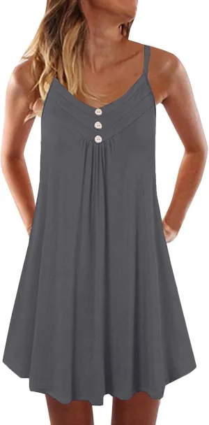 Pop Plus Size Sleeveless Sundress Ladies Swim Summer Boyfriend Crewneck Dress Women's Coloured Comfortable