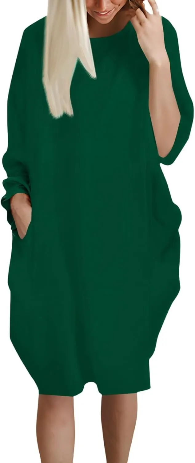 Pop Summer Pub Dress Womens Short Sleeve Tunic Relaxed Fit Dresses for Ladies Scoop Neck Coloured Comfortable
