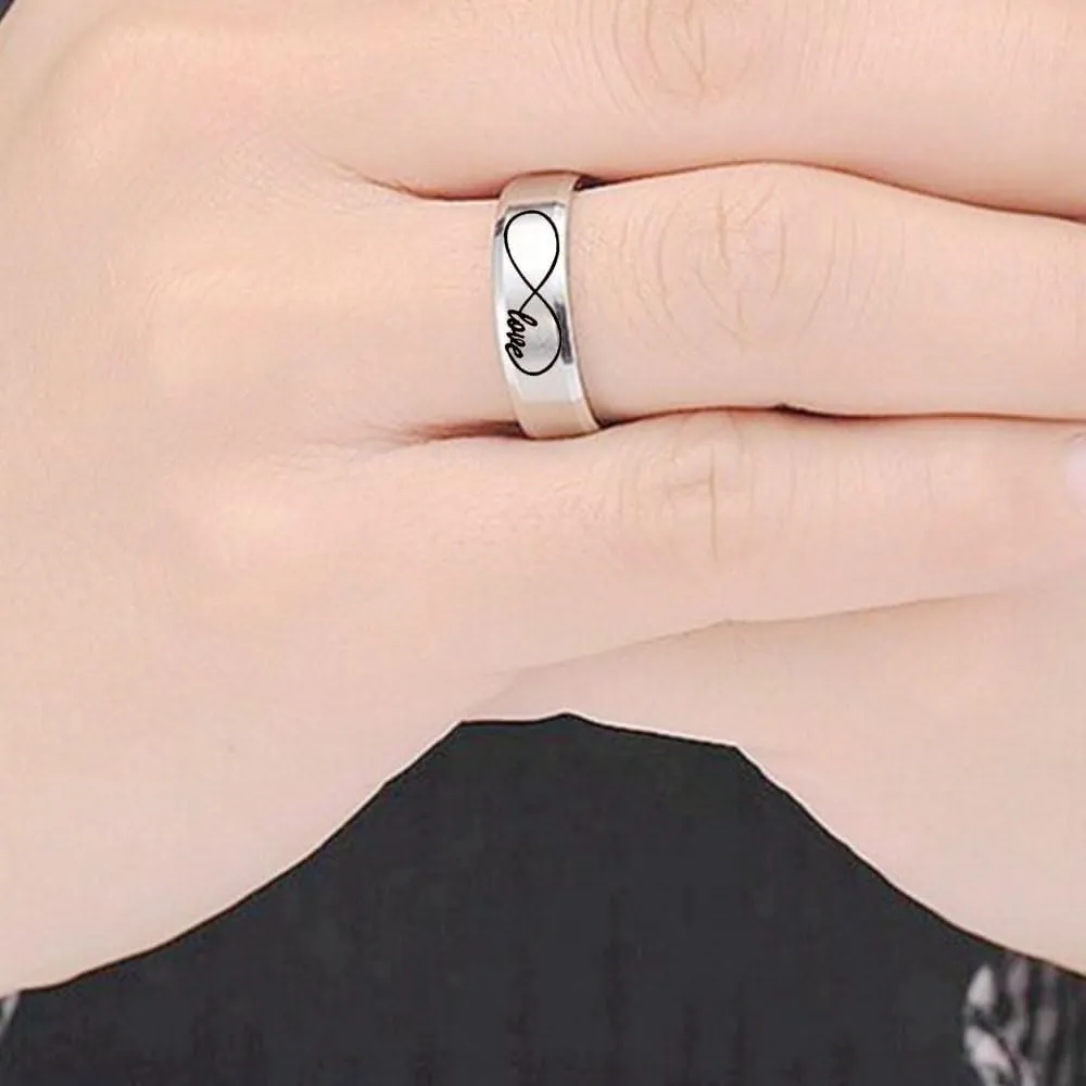 Promise Rings for Him and Her Customizable Matching Rings for Couples Infinity knot Engagement Rings for Couples Titanium Rings for Women and Men Eternity Love Wedding Band Size 6-13