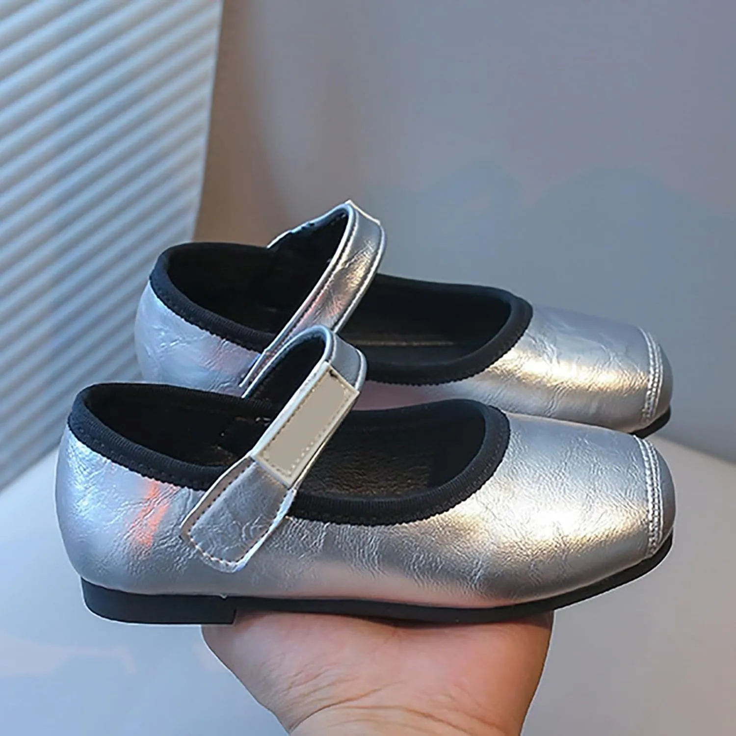 PU Leather Ballet Flat for Girls Wedding Part School niform Mary Jane Shoes Little Kid Baptism Dress Shoes