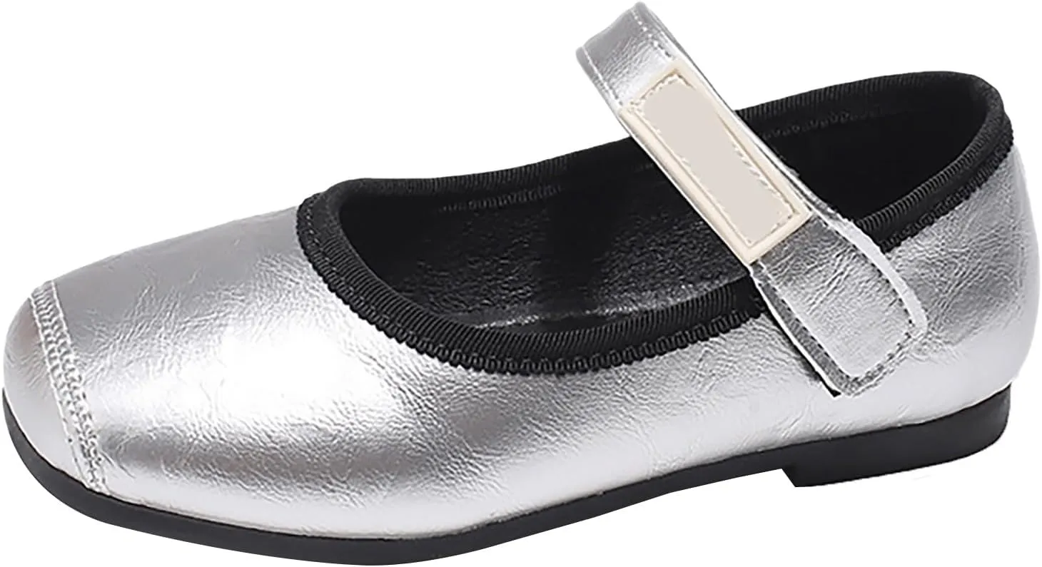 PU Leather Ballet Flat for Girls Wedding Part School niform Mary Jane Shoes Little Kid Baptism Dress Shoes