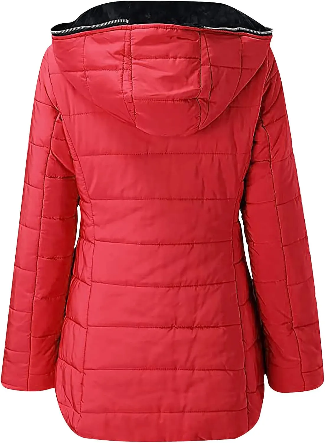 Quilted Jackets for Women 2024 Fashion Velvet Cotton Coats Long Sleeve Hooded Jackets with Pockets Zip up Outerwear