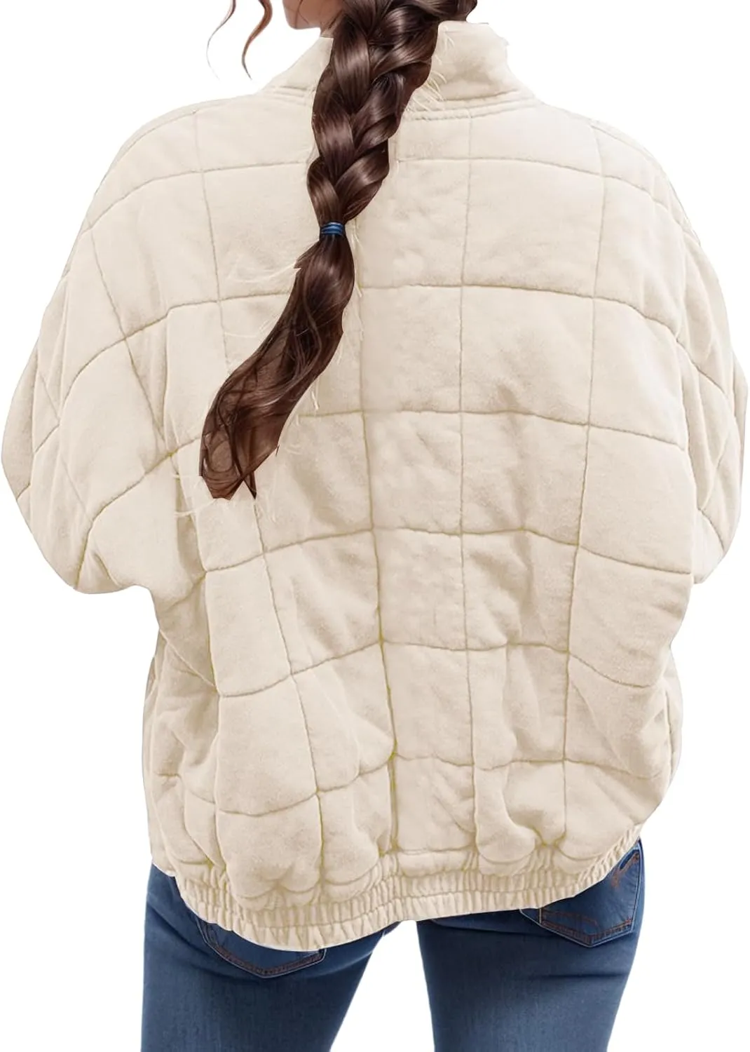 Quilted Jackets for Women Lightweight Puffer Jackets Zip Up Down Coats Dolman Sleeve Tops Warm Winter Coats Outwear