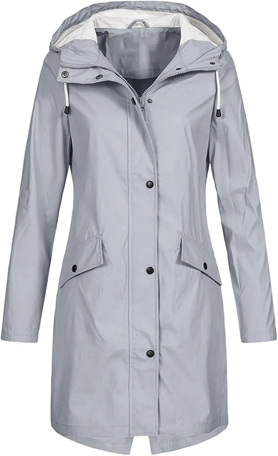 Rain Jacket Women Lightweight Hooded Waterproof Rain Jacket Mid Length Windbreaker Plus Size Raincoat with Hood