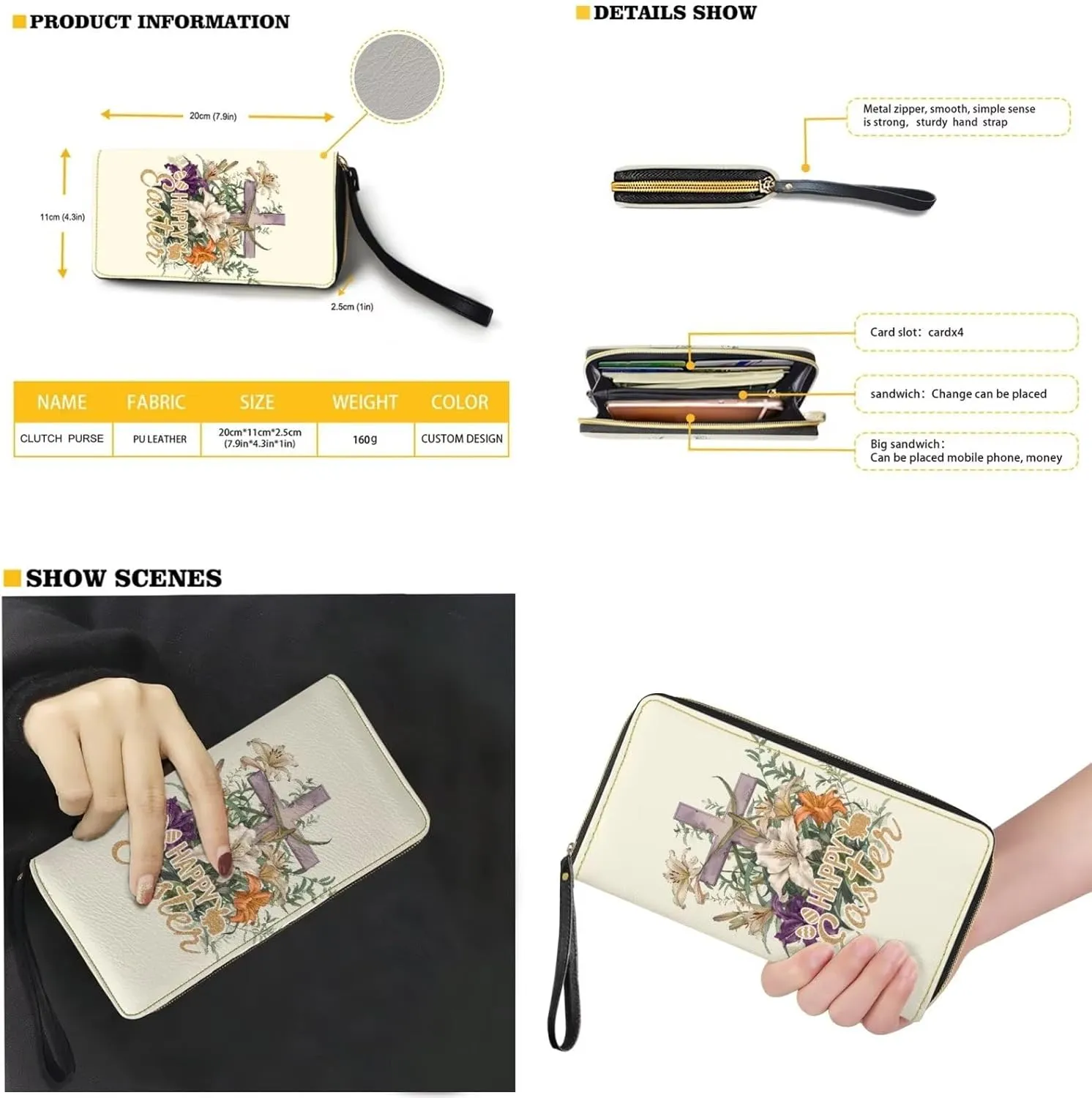 Saddle Purses for Women Easter Day Shoulder Bags Zipper Wallet 2 Pcs