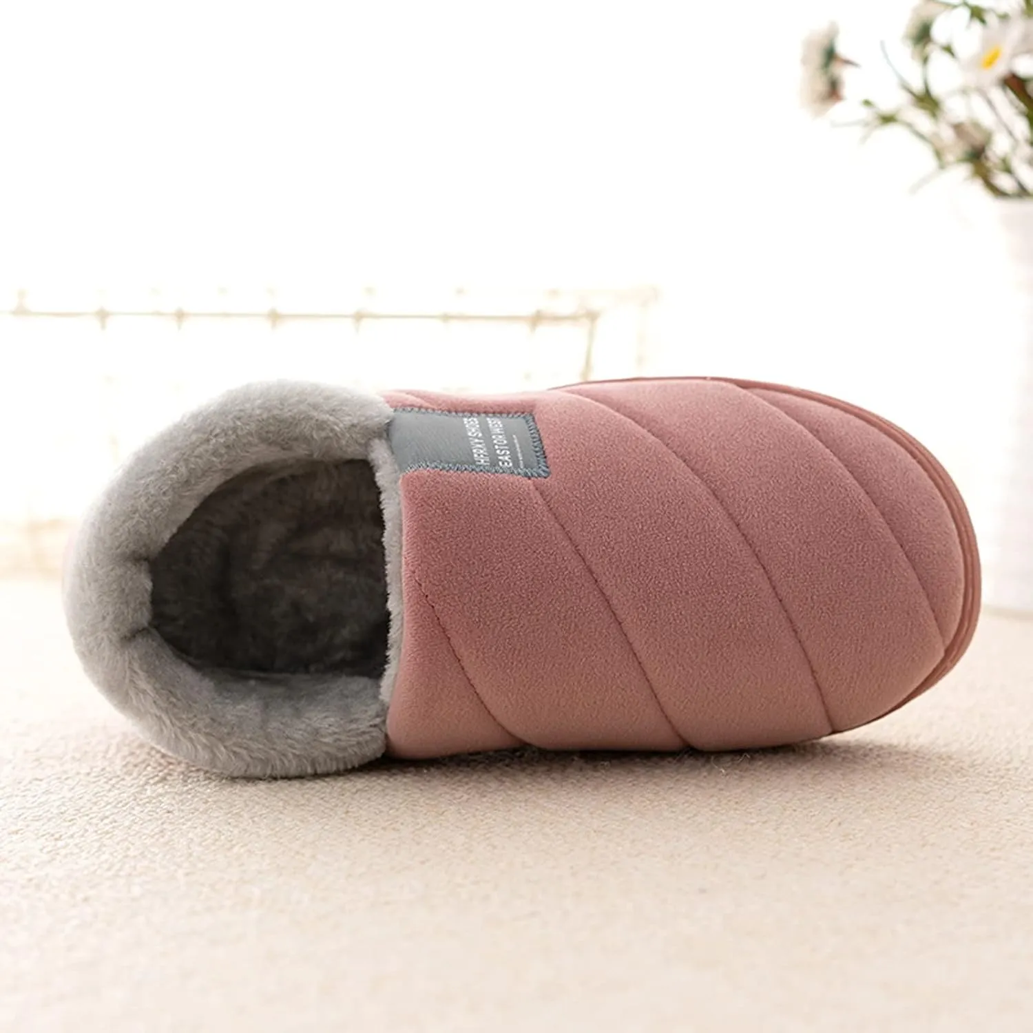 SBGMoSJ House Slippers for Elderly Women Non Slip Bedroom Slippers Ballerina House Slippers White Fluffy Slippers Closed Toe Christmas Village Accessories Gifts for Her 2023