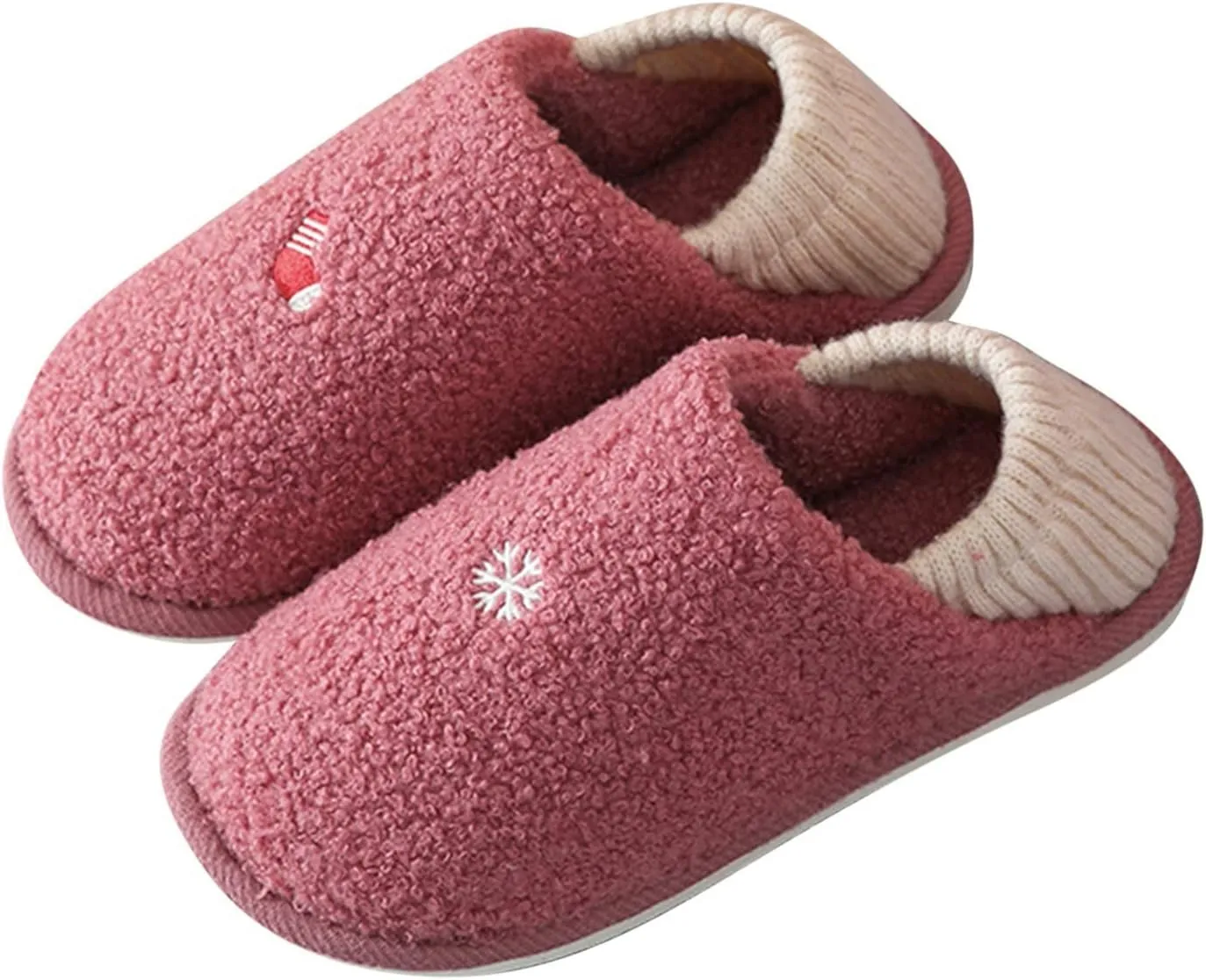 SBGMoSJ Womens Winter Warm Cozy House Fur Slippers Warming Slippers Mens Slippers Size 11.5 Wide Christmas Slippers for Men and Women Christmas Ribbon Gifts for Her 2023