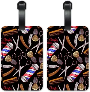 Seamless Barber Shop - Luggage ID Tags - Suitcase Identification Cards - Set of 2
