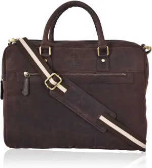 SERGA 15 inch Real Genuine Leather Messenger Laptop Briefcase Computer Shoulder Bag for Men & Women - ENCORE