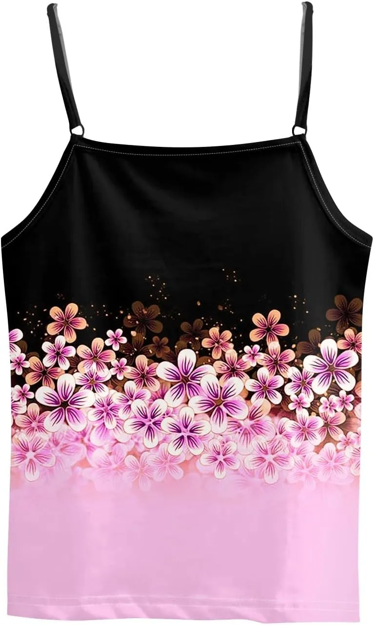 Sexy Tops for Women Casual Camisole Tops Sleeveless T-Shirts Tank Tops Adjustable Spaghetti Strap Tank Cami Shirt