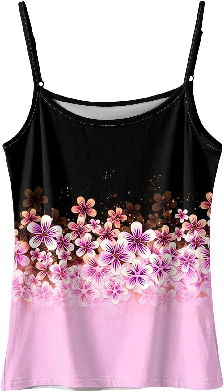 Sexy Tops for Women Casual Camisole Tops Sleeveless T-Shirts Tank Tops Adjustable Spaghetti Strap Tank Cami Shirt