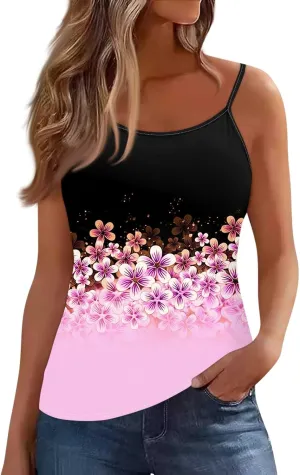 Sexy Tops for Women Casual Camisole Tops Sleeveless T-Shirts Tank Tops Adjustable Spaghetti Strap Tank Cami Shirt