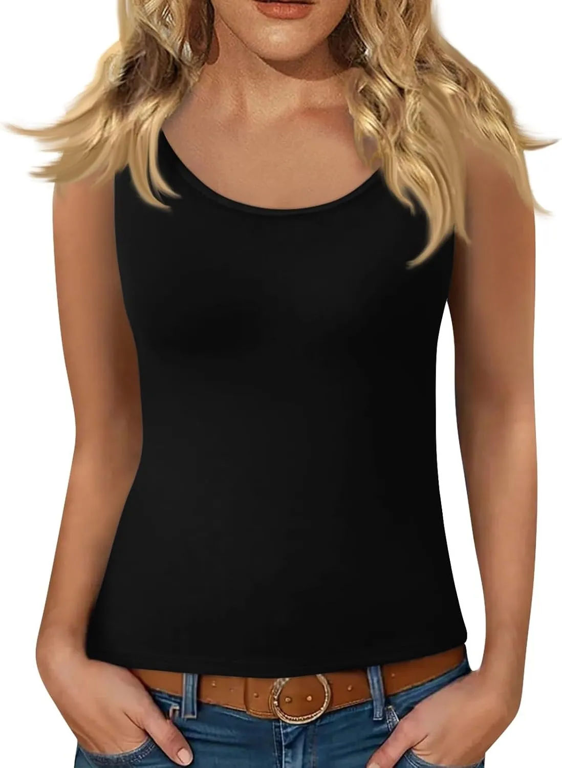Sexy Tops for Women Casual Camisole Tops Sleeveless T-Shirts Tank Tops Adjustable Spaghetti Strap Tank Cami Shirt