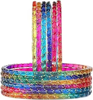 Shemass??Raindrop Glass Bangles Set For Women & Girls | Trendy Transparent Crystal Glass Bangles Collection