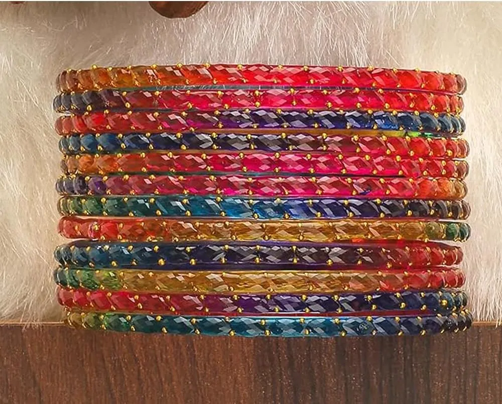 Shemass??Raindrop Glass Bangles Set For Women & Girls | Trendy Transparent Crystal Glass Bangles Collection