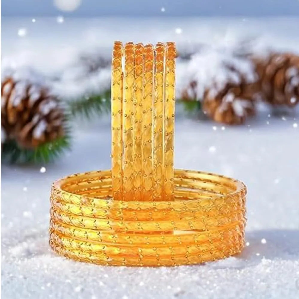 Shemass??Raindrop Glass Bangles Set For Women & Girls | Trendy Transparent Crystal Glass Bangles