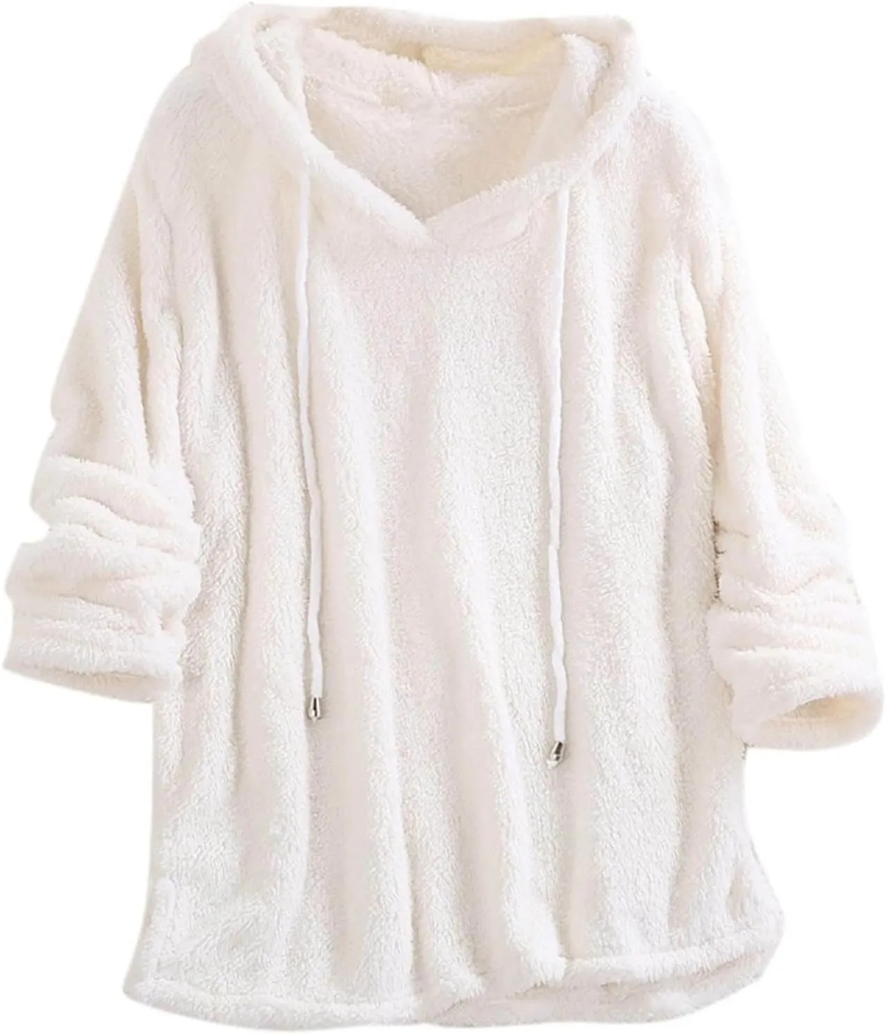 Sherpa Hoodies for Women Oversized Long Sleeve Fuzzy Fleece Sweatshirt Winter Warm Pullover Sweater Pajama Tops