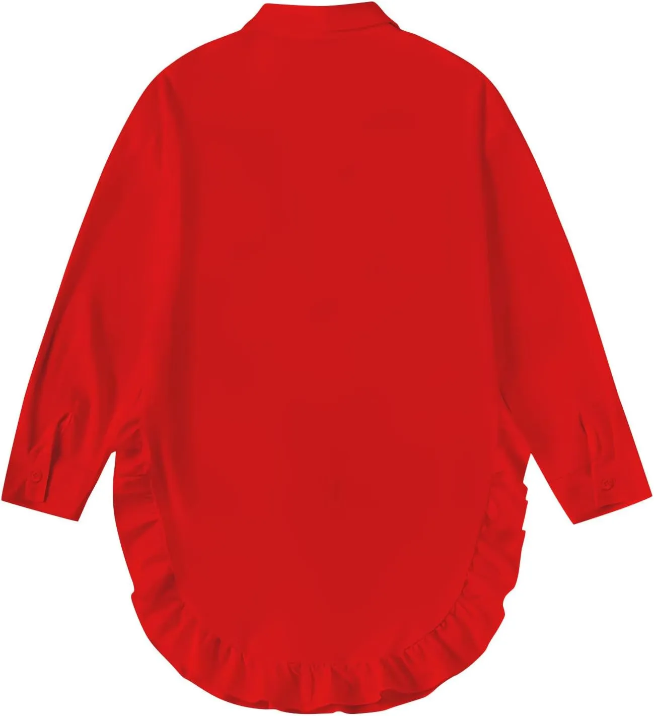 Shirt for Women Ruffle Hem Oversized Button Down Baggy Long Sleeve Lapel Tunic Tops Dressy Business Casual Blouses
