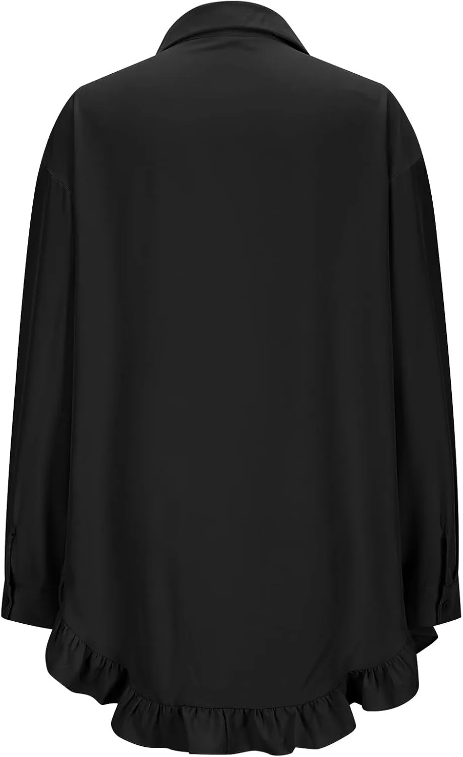 Shirt for Women Ruffle Hem Oversized Button Down Baggy Long Sleeve Lapel Tunic Tops Dressy Business Casual Blouses