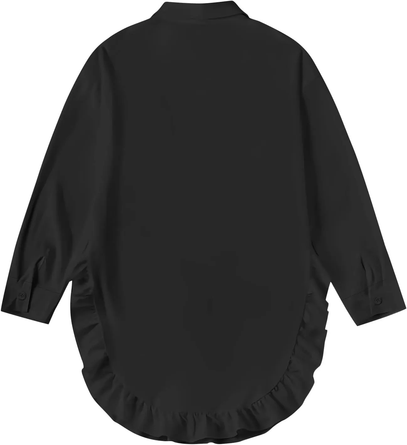 Shirt for Women Ruffle Hem Oversized Button Down Baggy Long Sleeve Lapel Tunic Tops Dressy Business Casual Blouses