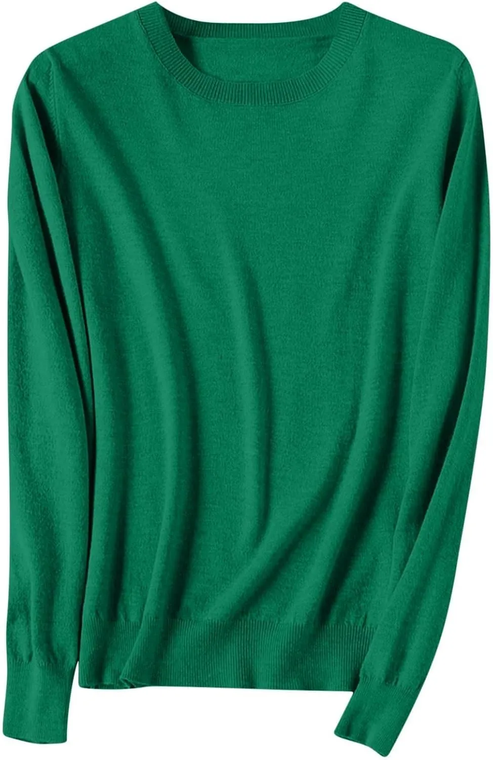 Shirts for Women Long Sleeve Crewneck Sweater Tops Winter Trendy Loose Casual Solid Color Pullover Basic Blouse