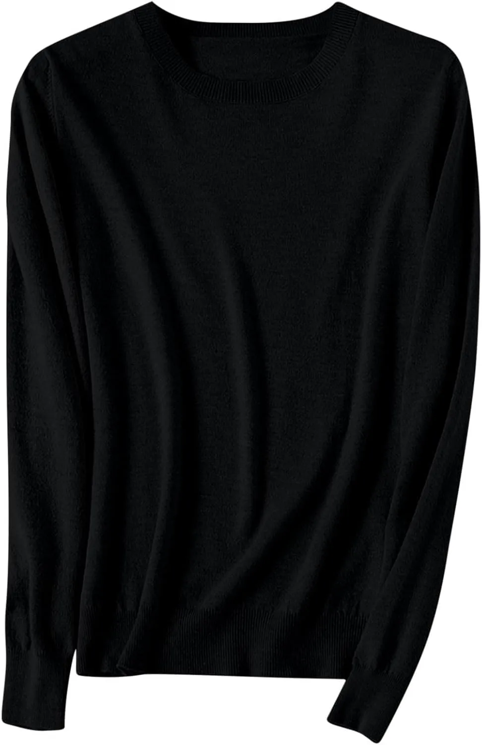 Shirts for Women Long Sleeve Crewneck Sweater Tops Winter Trendy Loose Casual Solid Color Pullover Basic Blouse