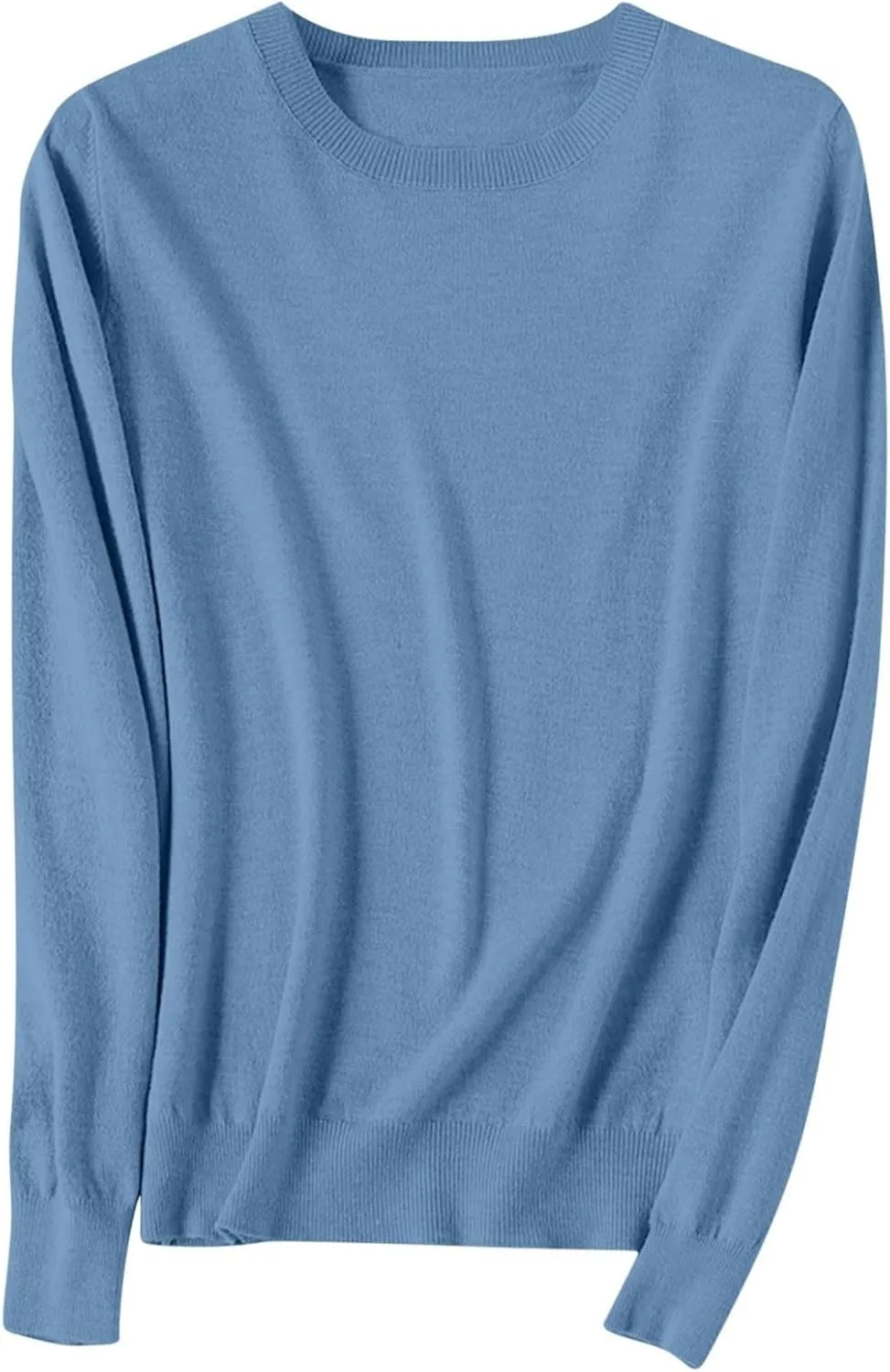 Shirts for Women Long Sleeve Crewneck Sweater Tops Winter Trendy Loose Casual Solid Color Pullover Basic Blouse