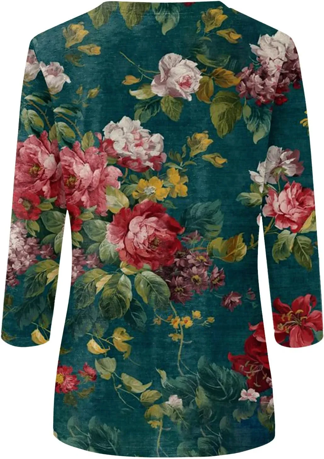 Shirts for Women Trendy 3/4 Sleeve Crewneck Cute Shirts Casual Print Three Guarter Length T Shirt Summer Pullover