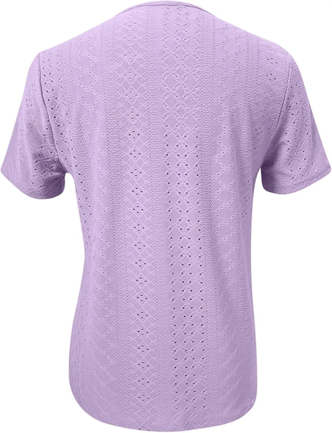 Short Sleeve Blouses for Women Trendy Elegant Dressy Casual Eyelet Shirts Solid Color V Neck Loose Fitted Eyelet Tops
