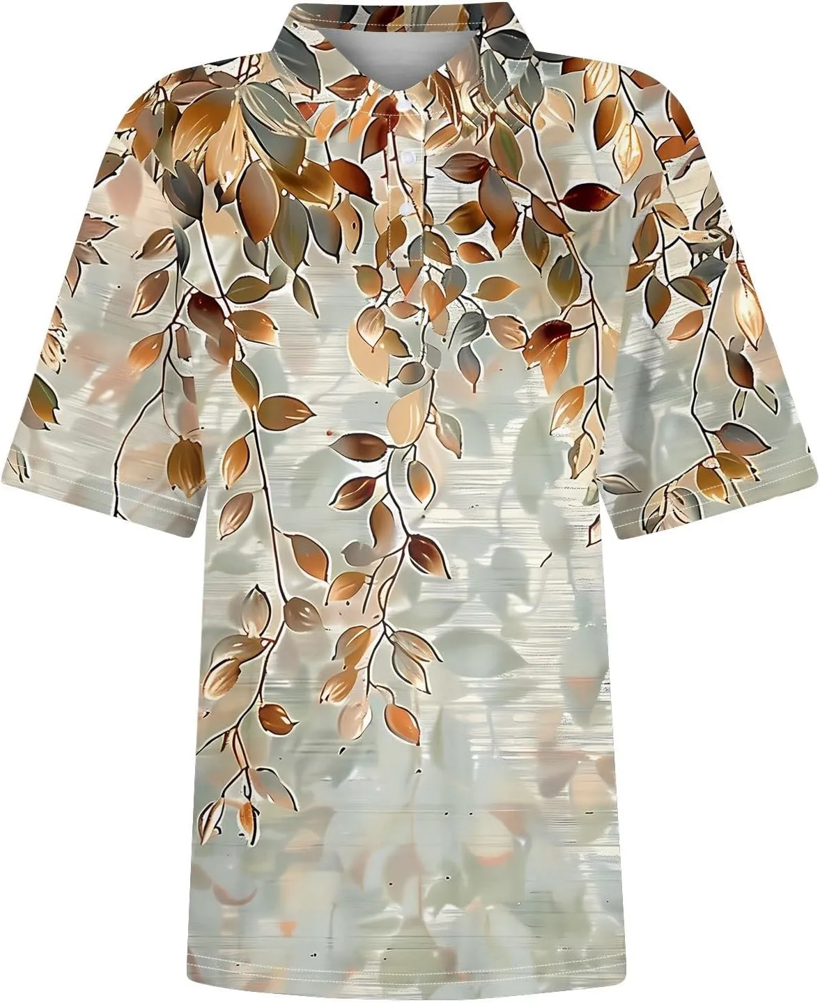 Short Sleeve Shirts for Women Dressy Casual Button Trendy Lapel Neck Boho Print Fitted Tunics Tops Shirts