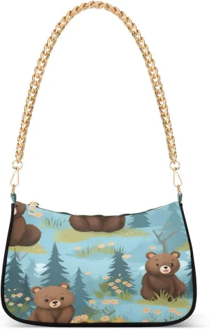 Shoulder Bags for Women 3418-bear Hobo Tote Handbag Small Clutch Purse with Zipper Closure