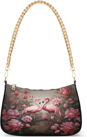 Shoulder Bags for Women Flamingos Hobo Tote Handbag Small Clutch Purse with Zipper Closure