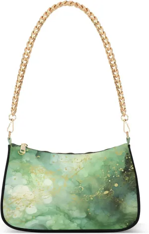 Shoulder Bags for Women Green Marble01 Hobo Tote Handbag Small Clutch Purse with Zipper Closure