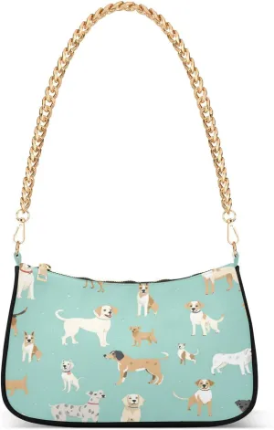 Shoulder Bags for Women Many Dogs Hobo Tote Handbag Small Clutch Purse with Zipper Closure
