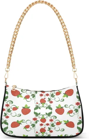 Shoulder Bags for Women Strawberry Hobo Tote Handbag Small Clutch Purse with Zipper Closure