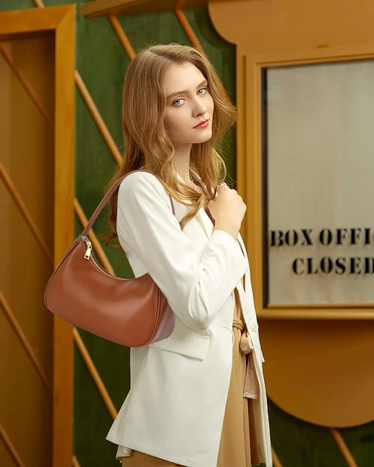 Shoulder Bags for Women,Mini Clutch Purse Cute Hobo Tote Handbag with Zipper Closure