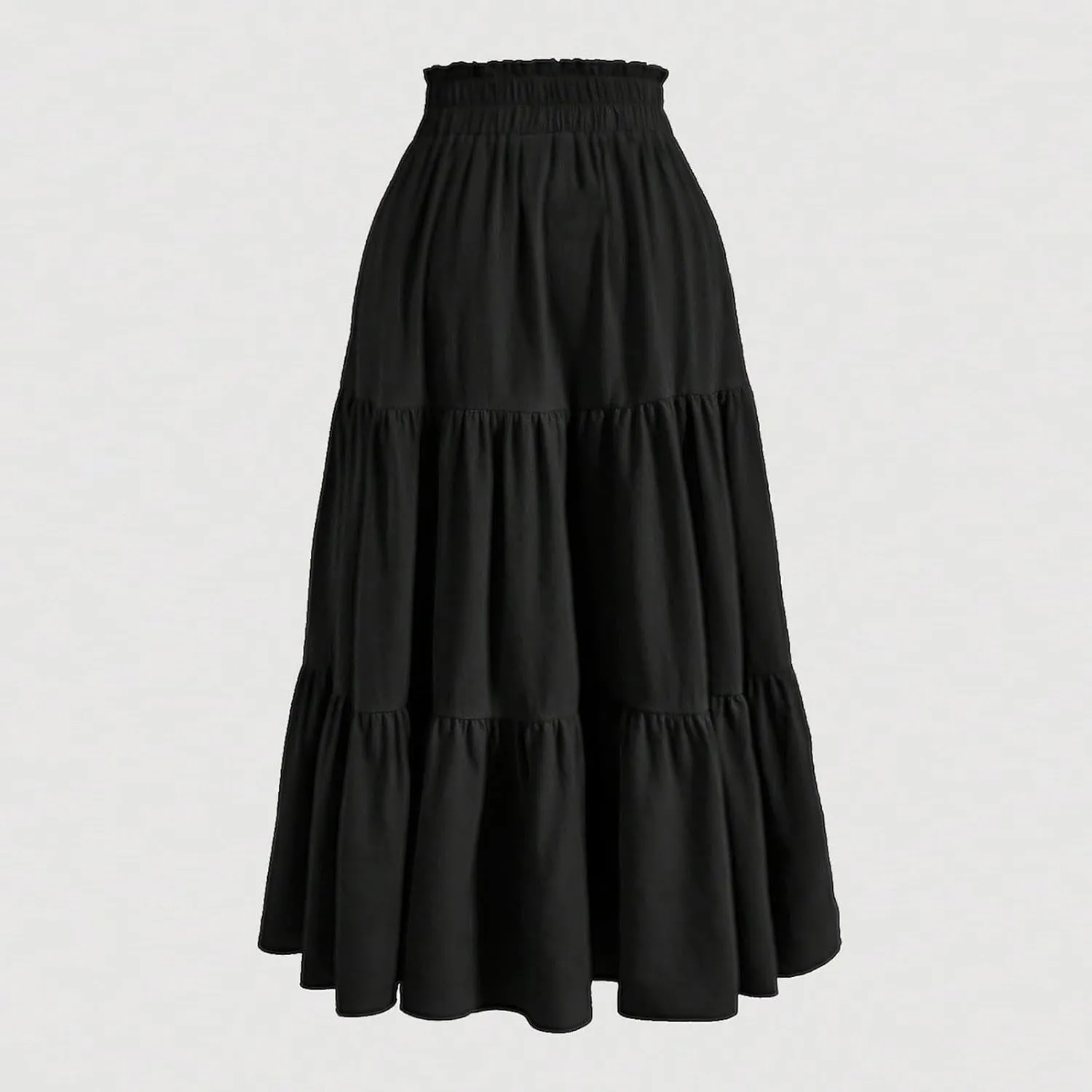 Skirts for Women Summer Boho Maxi Skirt Flowy Ruffle Tiered Elastic High Waist Smocked Dresses Beach Casual Dress