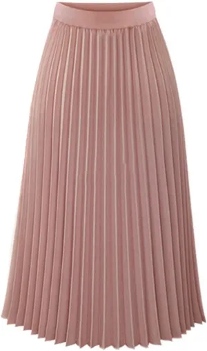 Skirts for Women Trendy Y2K High Elastic Waist Fashion Pleated Casual Midi Skirts for Womens Summer Vacation Holiday