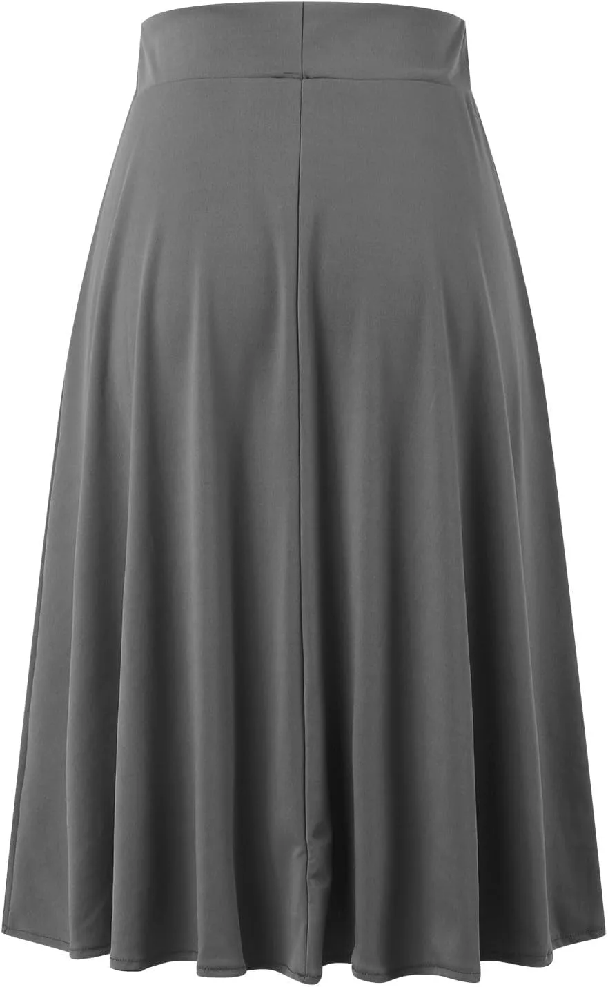 Skirts Summer Skirts for Women Knee Length Skirt with Pockets Casual Ruched Flowy Midi Skirt Pleated Skirt 2024